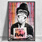 Canvas Wall Art Painting Abstract Banksy Graffiti Art Picture Funny Monkey Street Pop Wall Art Posters for Home Bedroom Decor