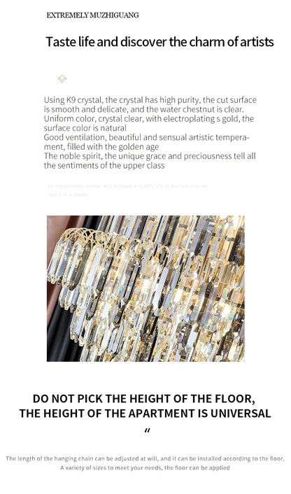 Designer LED Light Luxury Villa Main Hall Crystal Chandelier Luxury Hotel Restaurant Sales Office Custom Lights Pendant lights