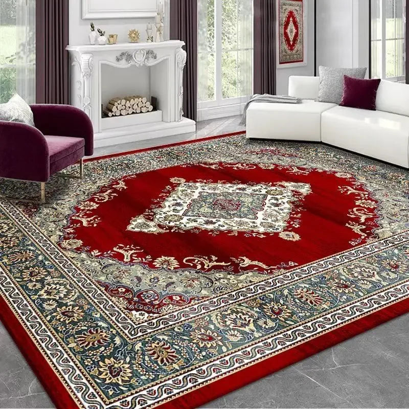 Vintage Persian Red Carpet Living Room High-end Luxury American Hairless Tea Table Rug Bedroom Bed End Anti-slip Large Area Mat