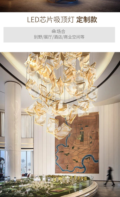 Light Guide LED Modern Chandelier living room decor lighting Duplex Rotating Stairs Pendant Lamp Dining room Hanging Lights