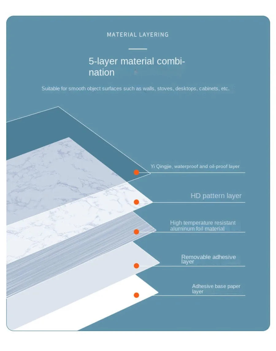 Foil Marble Self Adhesive Waterproof Wallpaper for Bathroom Wall Deocr Kitchen Oil Peoof High Temperature Resistance Stickers