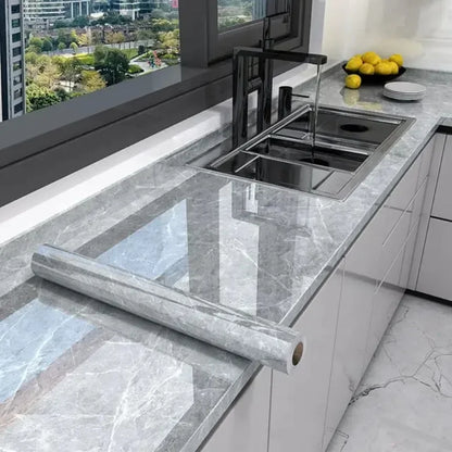 80cm Width Oil Proof Wall Stickers Waterproof Foil Wallpaper Marble Self Adhesive Mould Proof Sticker for Kitchen Bathroom Decor