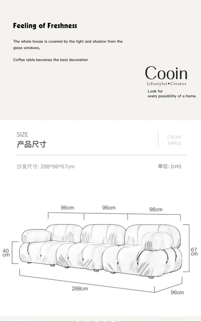 Combination square sofa Mario bedroom small apartment full sponge vacuum compression Living room leisure chair lazy fabric sofa