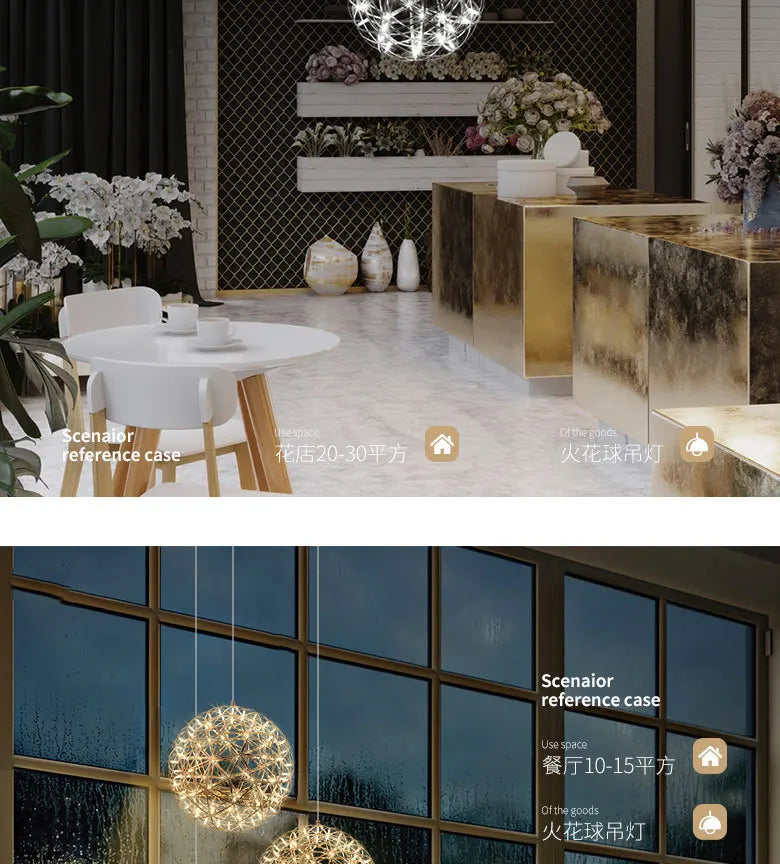 Chandelier Shop Commercial Spark Ball Full Sky Star Milk Tea Shop Restaurant Exclusive Network Bar Creative Art Decoration Light