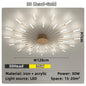 Led Firework Chandelier Dimmable For Living Room Bedroom Milk Yellow Ceiling Chandelier Dining Room LED Ceiling Lamp With Remote