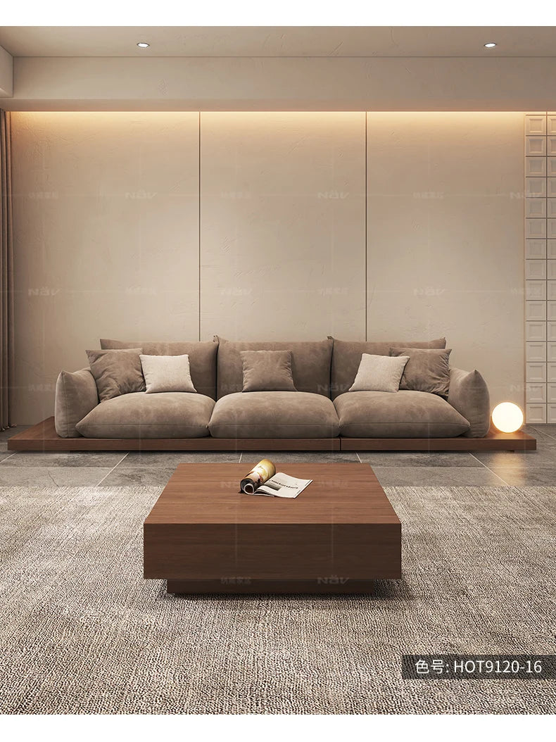 Japanese-style log wabi-sabi wind platform bread fabric sofa living room minimalist creative furniture