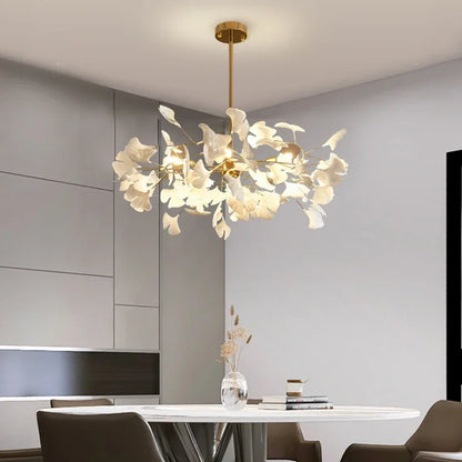Nordic gingko leaf LED chandelier modern Kitchen living room Bedroom Dining room round interior loft ceiling hanging light