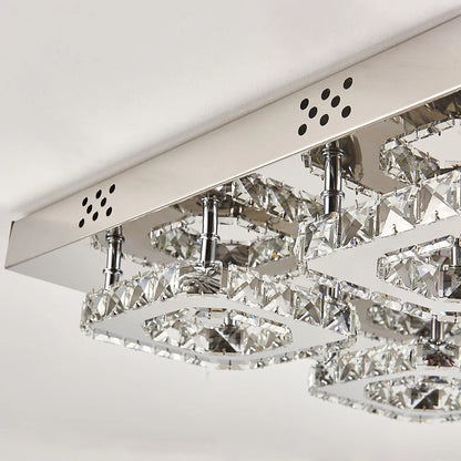 48W LED Ceiling Light Crystal Chandelier Pendant Lamp, Dimmable with Remote