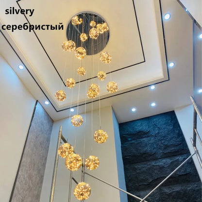 Modern Led Chandelier Glass Ball Dimmable for Staircase Living Room Pendant Lamps Home Decor Lighting Suspension Design Lusters