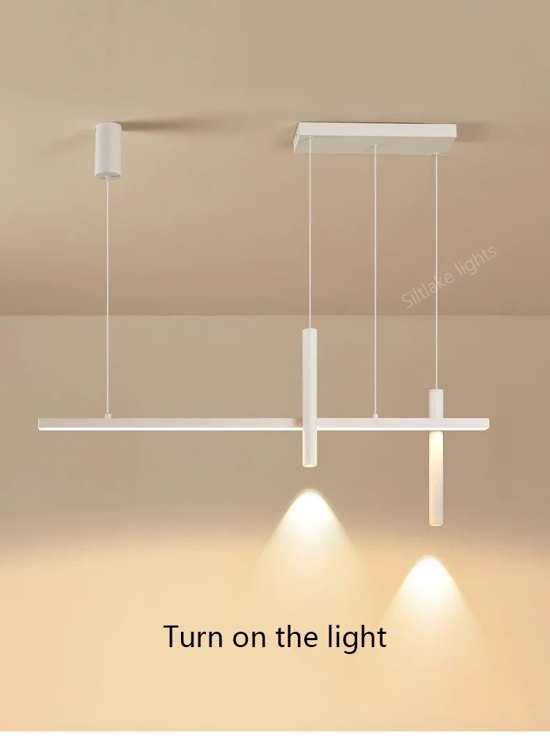 New restaurant chandelier modern simple dining room table bar lights long strip spotlight creative designer pendant lamps
