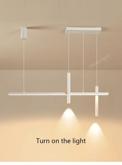 New restaurant chandelier modern simple dining room table bar lights long strip spotlight creative designer pendant lamps