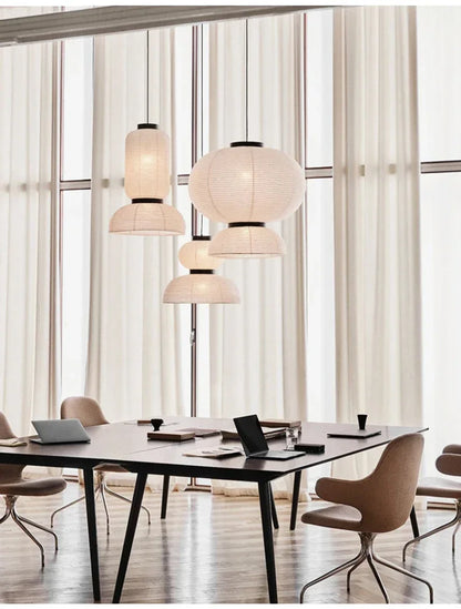 Wabi Sabi Style Rice Paper Chandeliers Japan Style Hanging Light for Ceiling Living Room LED Room Decor Lustre Pendant Lights
