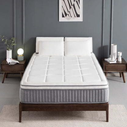 Twin XL Mattress 12 Inch Euro Top Hybrid Gel Memory Foam with Pocket Spring Mattress in a Box for Cool Sleep