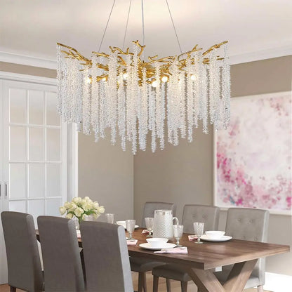 Modern Black Luxury Round Tree Branches Chandelier Lighting for Dining Room Bedroom Table K9 Large Luxury Chandeliers for Loyer
