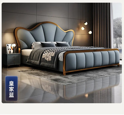Nordic Luxury Double Bed Modern Wood High End Headboard Frame Double Bed Kids Girl Camas Matrimonial Furniture For Bedroom