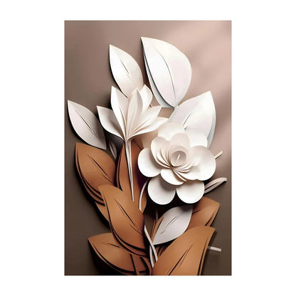 Wabi-Sabi-Nordic Light Painting, Luxury Flower Leaf Wall Art, Canvas Painting, Living Room, Home Decor