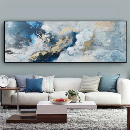 Modern Canvas Painting Abstract Landscape White Gold Line Posters and Prints Wall Art Pictures for Living Room Decor Cuadros