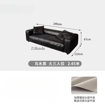 Retro all leather wabi sabi antique sofa Italian living room simple