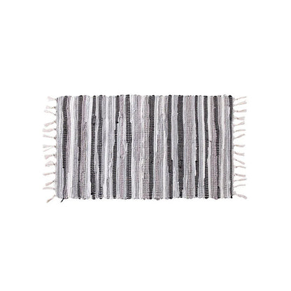 Cotton Tassel Carpet Rug Handmade Bedroom Rug Bedside Floor Mat Entrance Doormat Stripe Kitchen Mat Machine Washable Bath Rug
