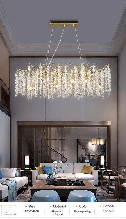Round Gold Crystal Chandelier For Bedroom Living Room Dining Room Lounge Modern Luxury Gold Ceiling Crystal Branch Chandeliers