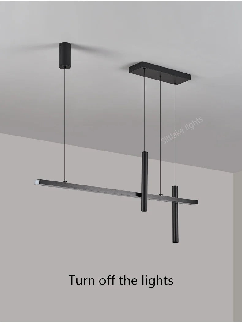 New restaurant chandelier modern simple dining room table bar lights long strip spotlight creative designer pendant lamps
