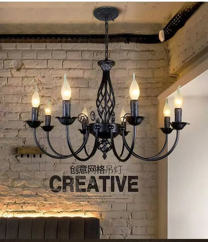 American Simple Living Room Light Modern Dining Room Bedroom Chandelier Black Iron Nordic Style Room Decoration Lighting Chandel