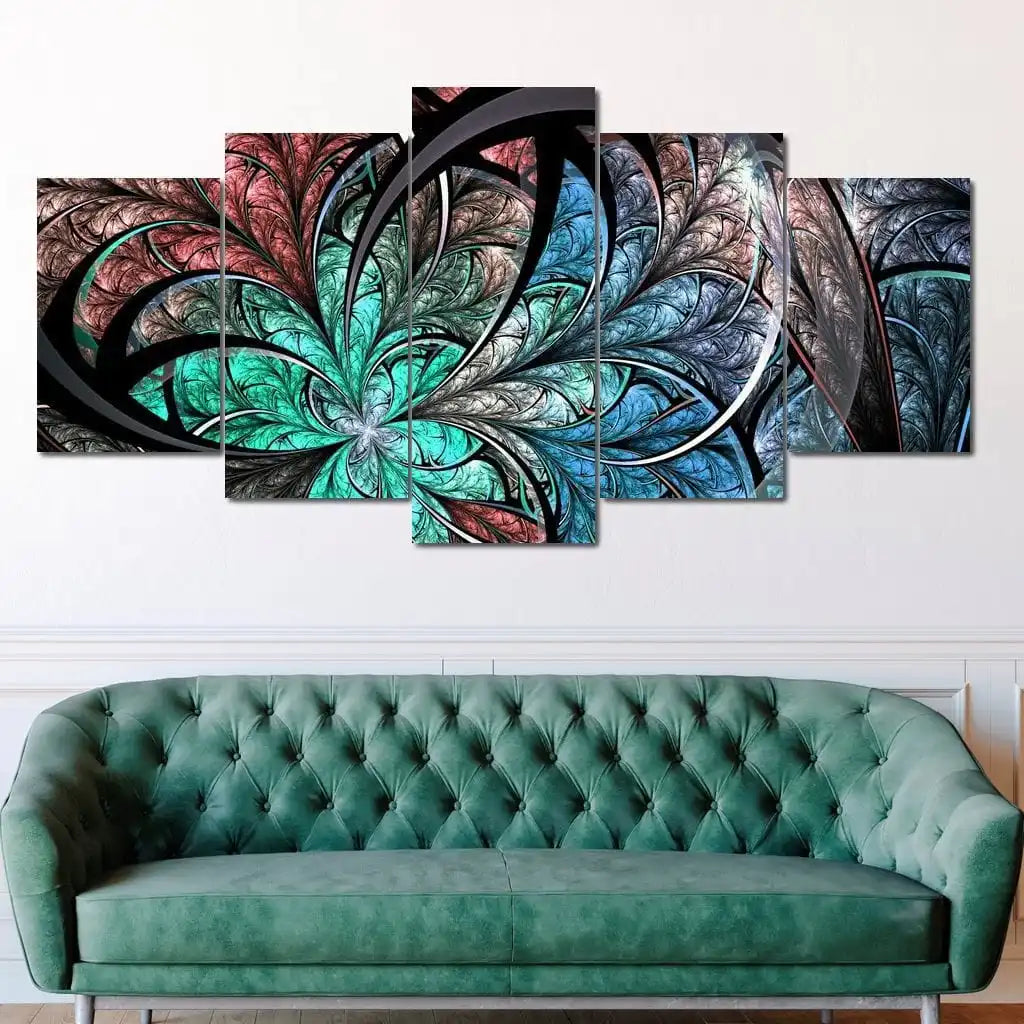 5 Panels Aesthetic Landscape Canvas Painting Abstract Natural Landscape Golden Light Art Luxury Posters Prints Living Room Decor