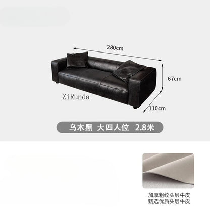 Retro all leather wabi sabi antique sofa Italian living room simple