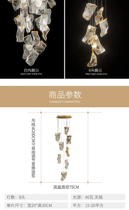 Light Guide LED Modern Chandelier living room decor lighting Duplex Rotating Stairs Pendant Lamp Dining room Hanging Lights