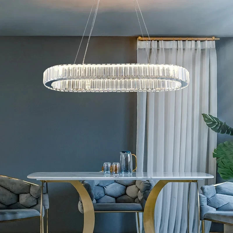 2024 Led Luxury Crystal Ceiling Pendant Lamp Living Room Bedroom Hanging Chandelier Bar Dining Table Light for Room Decor Lustre