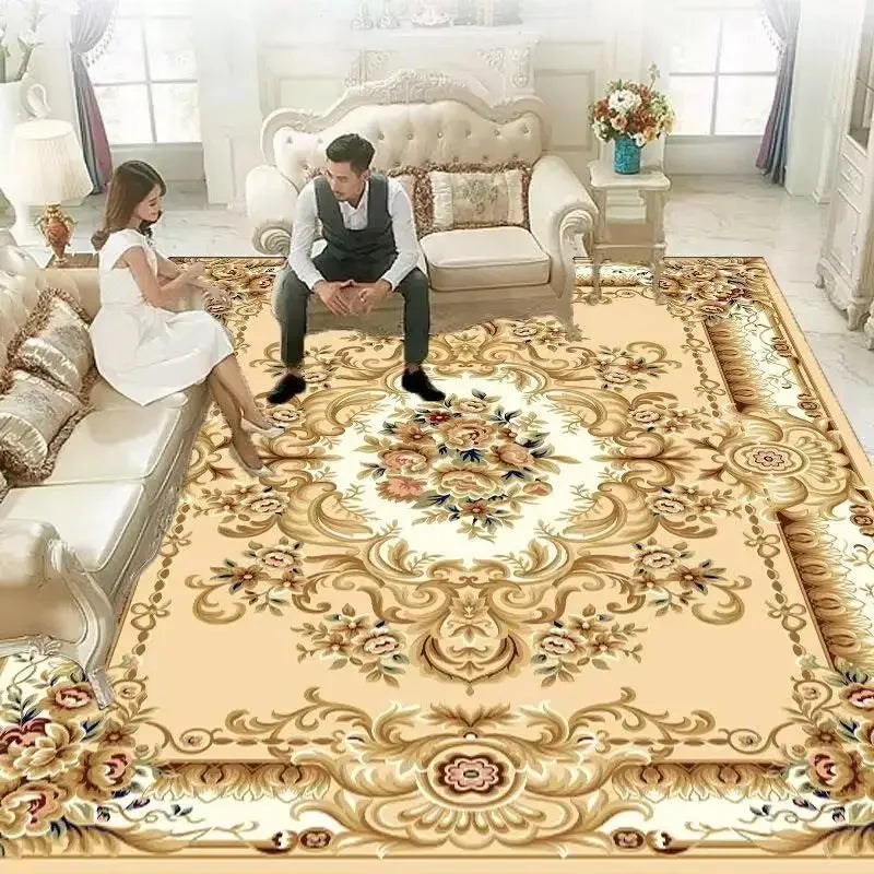 European Red Luxury Carpet Large Living Room Decoration Home Rugs Soft Comfortable Lounge Rug Anti Slip Washable Bedroom Mat