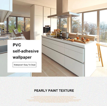 PVC Waterproof Oil-Proof Wallpaper White Self-Adhesive Kitchen Cabinet Table Top Old Furniture Renovation Color Change Stickers