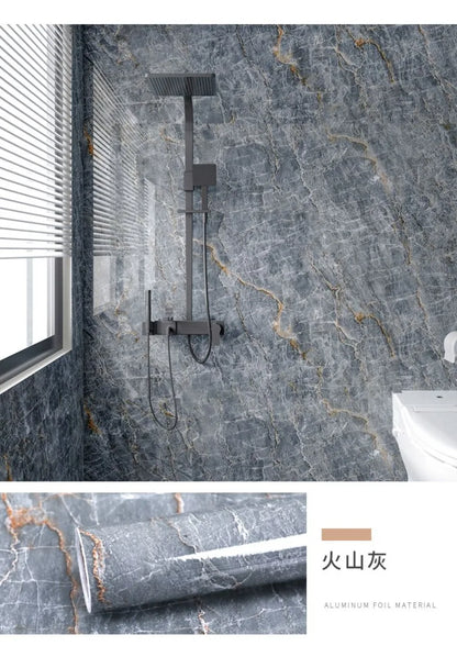 Foil Marble Self Adhesive Waterproof Wallpaper for Bathroom Wall Deocr Kitchen Oil Peoof High Temperature Resistance Stickers