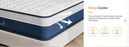 10 Inch Hybrid Mattress with Breathable Memory Foam and Individual Pocket Spring-Medium Firm