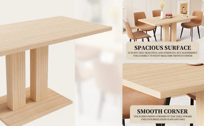 Modern 46'' Kitchen Dining Table and Chairs,5 Piece Rectangular Dining Table Set for Dining Room (Dining Table + 4 Brown Chairs)