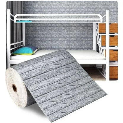 70cmx1/5/10m 3D Foam Self-Adhesive Wallpaper Waterproof Brick Wall Stickers Living Room Bedroom Wall Stickers Home Decoration