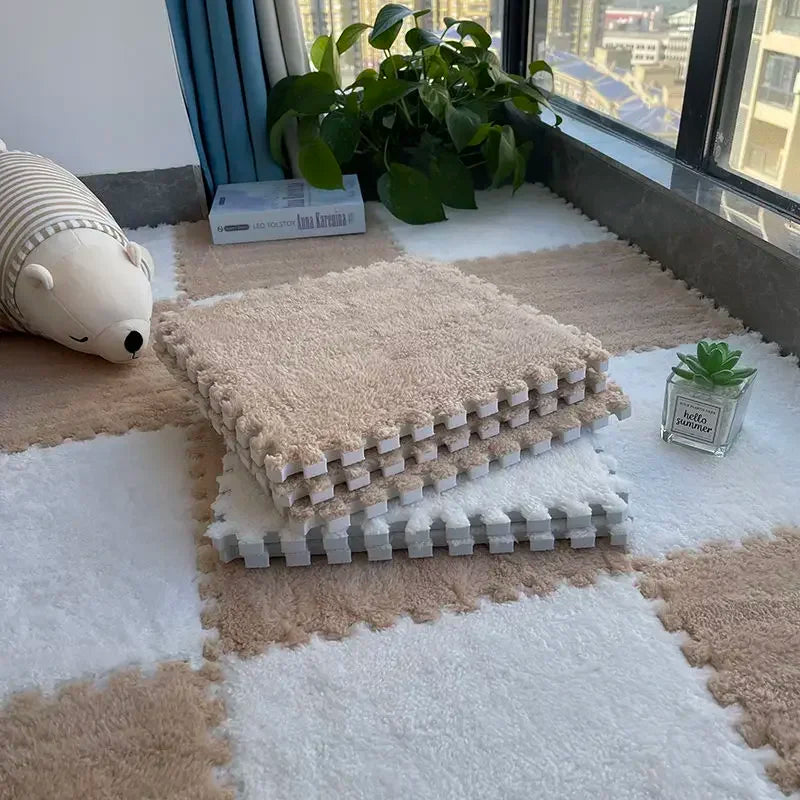 EVA Crawling Mat Stitching Suede Floor Mat Baby Play Mat Home Fashion Living Room Bedroom Puzzle Foam Carpet 30*30*1x1.0cm