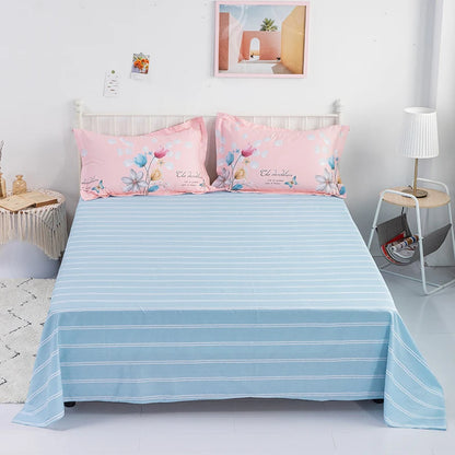 Abstract Geometric Stripe Lines Flat Sheet 3 Pieces 100% Cotton Bed Sheet Soft Comfortable Bedding for Guestrooms and Bedroom