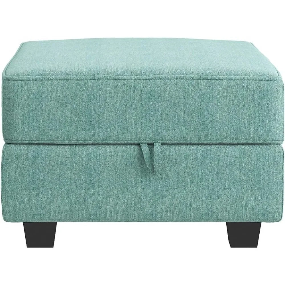 Square Ottoman Module for Modular Segmented Sofas, Storage Ottoman Footstools, and Seat Cubes, Water Blue