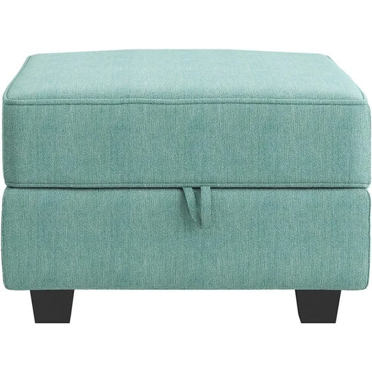 Square Ottoman Module for Modular Segmented Sofas, Storage Ottoman Footstools, and Seat Cubes, Water Blue