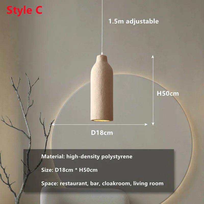 Wabi Sabi Restaurant LED Chandelier Light Bar Designer Bedroom Bedside Lamp Home Decor Cement Living Room Homestay Hanging Light