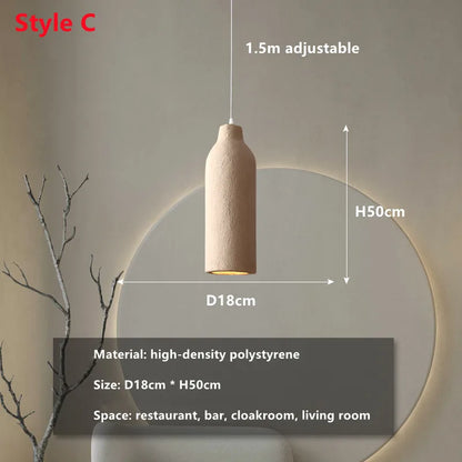 Wabi Sabi Restaurant LED Chandelier Light Bar Designer Bedroom Bedside Lamp Home Decor Cement Living Room Homestay Hanging Light