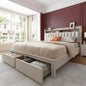 Queen Bed Frame with Headboard and Storage, Upholstered Queen Bed Frame with Storage, Queen Size Bed Frame with 2 Drawer