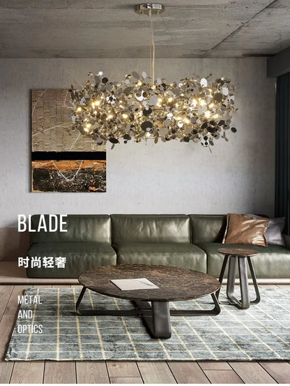 New Stainless Steel Chandelier Post -modern Shallow Luxury Living Room Restaurant Chandelier Gold/chromium Plating Chandelier