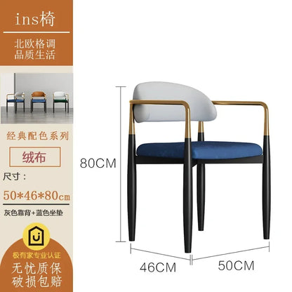 Nordic Light Luxury Dining Chair Creative Design Iron Art Leisure Chair Home Backrest Seatting Negotiation Chair Makeup Stool