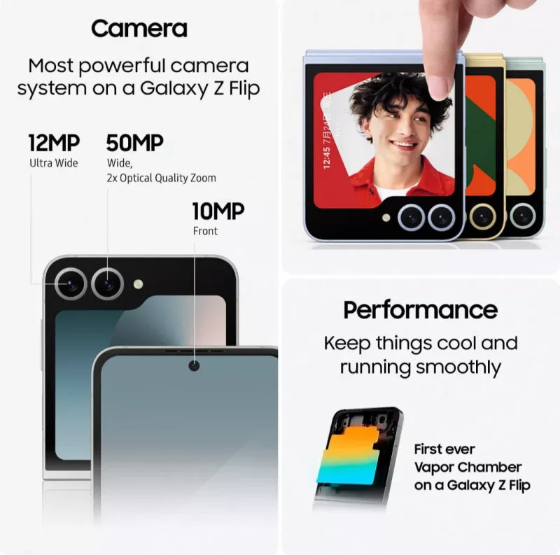 Samsung Galaxy Z Flip 6 5G F741B F741U1 F741N 256/512GB ROM 12GB RAM 6.7" NFC Snapdragon Foldable Original 99% New AI Cell Phone