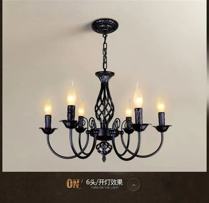 American Simple Living Room Light Modern Dining Room Bedroom Chandelier Black Iron Nordic Style Room Decoration Lighting Chandel