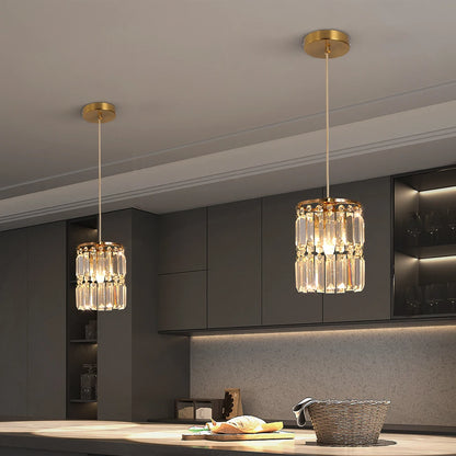 Nordic Copper LED Pendant Light Luxury Crystal Ceiling Lamps Modern Chandelier Lustre Dining Table Bar Kitchen Island Fixtures