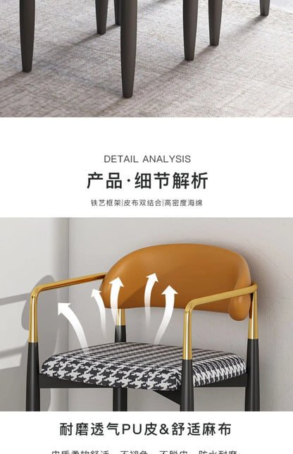 Nordic Light Luxury Dining Chair Creative Design Iron Art Leisure Chair Home Backrest Seatting Negotiation Chair Makeup Stool