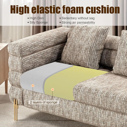 Modern Sofa Couch, 24''Extra Deep Seat Sofa for Living Room, 85 inch Oversized Sofa, 3 Seat Sofa, Sectional Couch Set, Calico